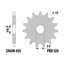 Pignone PBR Z13 denti passo 415 Garelli Formuno M3 50 1988-1991