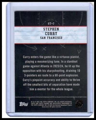 2024-25 Topps Chrome #ST-7 Stephen Curry Show and Tell Blue Basketball Refractor - Picture 2 of 2