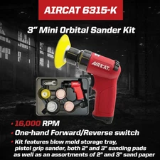Aircat 6315-K 3" Mini Orbital Sander Kit Brand New w/Warranty!