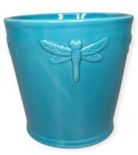 Turquoise/Teal Ceramic Dragonfly Planter/Container 4.5