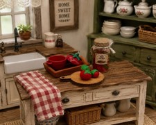1:12 Dollhouse Miniature Food Kitchen Lot Tomatoes, Pot, Tray, Jar, Board