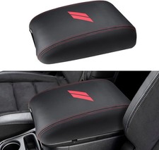 Car Rear Armrest Cover for Accessories 2011-2023 Leather Middle Red Stitches