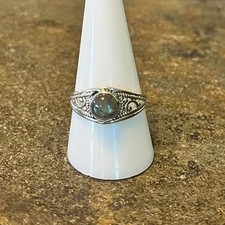 925 Sterling Silver Filigree Ring with Labrad...