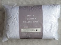 John Lewis Natural Duck Feather Pillow Pair Soft  Ex - Display!