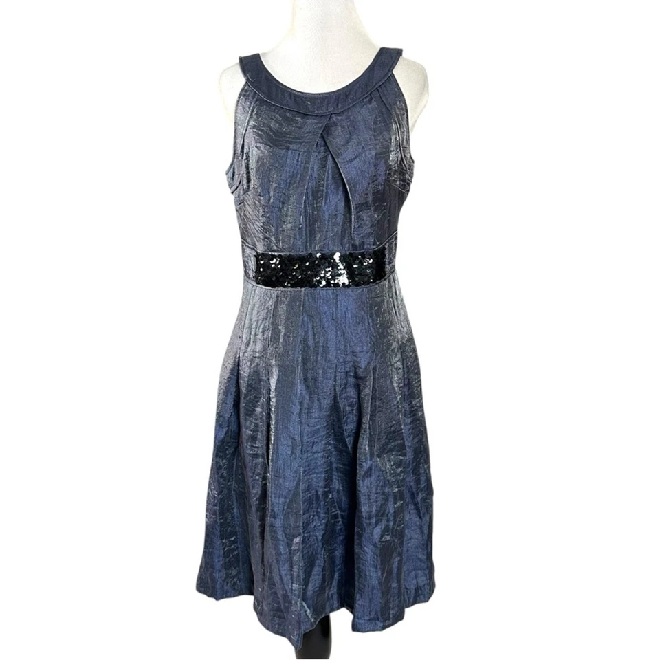 Vera Wang Lavender Label Iridescent Sequined Fit & Flare Cocktail Dress Size 4 - Image 2 of 4