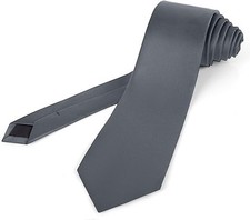 63'' XL Men's Ties Extra Long Solid Pure Color 3.35" 8.5CM Charcoal Gray