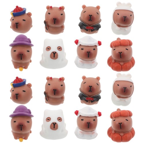 8 Mini Statuine Capybara Halloween – Figure Decorative In Plastica Per Torte E Feste - 3