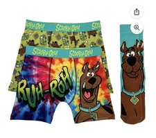 NWT SCOOBY-DOO MEN'S CHARACTER 3 PC SET SIZE M L XL 2 PAIRS BOXER BRIEFS  SOCKS