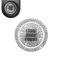 Ferianl Crystal Rhinestone Car Engine Stop Decoration Ring Sticker, White