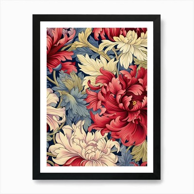 Pfingstrose Blumenmuster 1 Kunstdruck gerahmt Wandbild Poster Leinwanddruck Bild