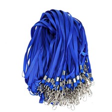 100 PCS Blue Lanyards Bulk 18.5 Inch Flat ID Badge Lanyard with Swivel Hook