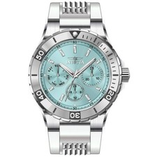 Invicta Women's Watch Aviator Light Blue Dial White and Silver Tone Strap 49891