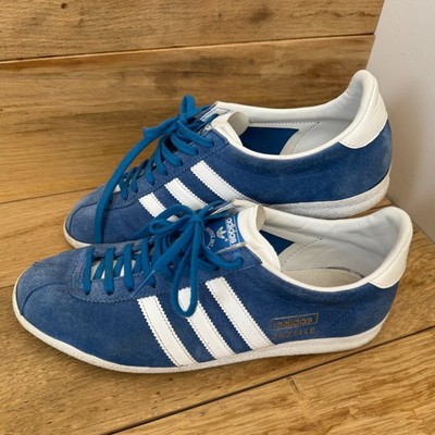 Adidas Gazelle Sneaker blau Wildleder weiß drei Streifen UK 8 Freizeitschuhe