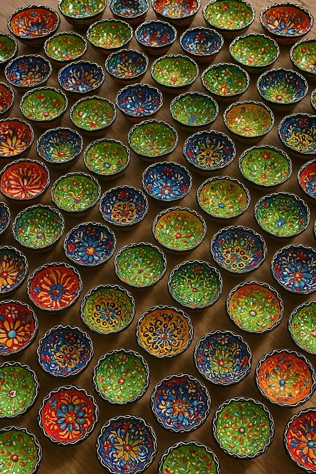 Lote al por mayor a granel de 100 cuencos turcos pintados a mano, favores de boda, baby shower Foto 3 de 4