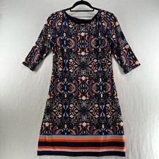 Vince Camuto Sheath Dress Womens 4 Round Neck 3/4 Sleeve Lined Floral Multicolor