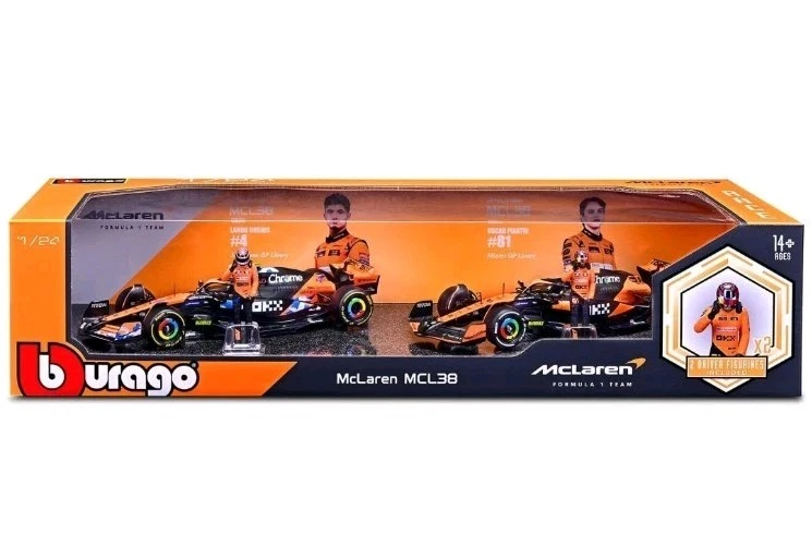Bburago Formula One F1 1:24 Diecast McLaren MCL38 Lando Norris & Oscar Piastri - Image 2 of 4