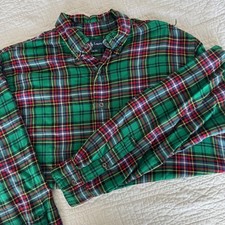 Ralph Lauren Mens Green Plaid Button Down Shirt Classic Fit Large Long Sleeve
