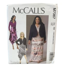 McCALL'S M7367 Plus Size Dress Shrug Sewing Pattern Size 18W-24W Plus