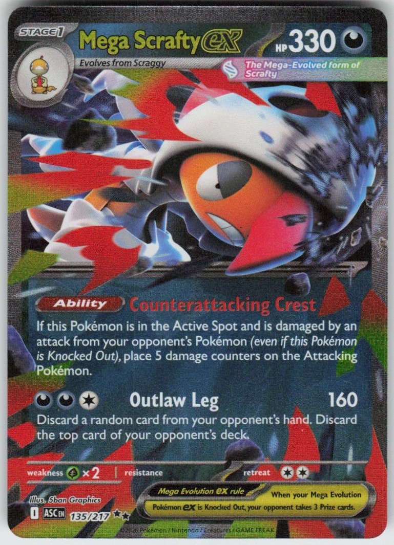 Mega Scrafty ex 135/217 Double Rare Ascended Heroes Near Mint