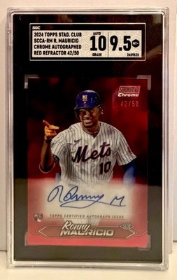 2024 Topps Stadium Club Chrome Ronny Mauricio Rookie Auto Red /50 SGC 9.5/10!