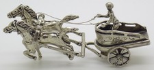 Vintage Italy Arezzo Horses 800 Solid Silver Roman Miniature Tank Rare