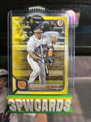 Pete Alonso 2022 Bowman Baseball MLB #87 Yellow SP /75 New York Mets