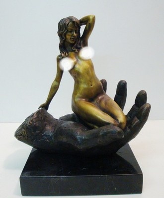 Statue Sculpture Pin-up Naked Art Deco Style Art Nouveau Style Bronze Signed