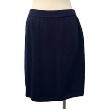 St. John Basics Pencil Skirt Navy Blue Santana Knit Vintage USA Made | Size: 8