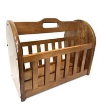 Vintage Oak Slated Magazine Rack/ Record Holder 18x12
