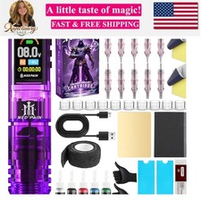 Wireless Tattoo Pen Kit for Beginners with Ink and Needles OLED screen and ...