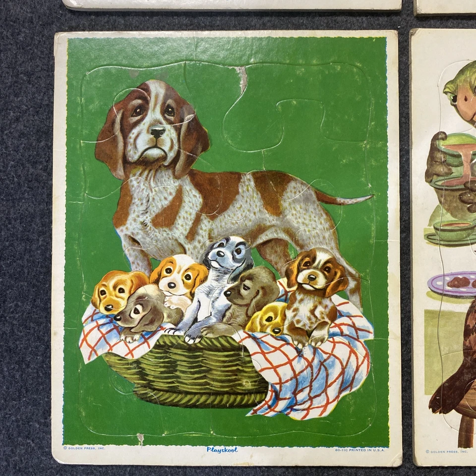 Vintage 1950 Playskool Golden Press Inc Puzzle Lot Of 8 Printed In The USA - Image 3 of 4