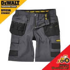 DeWalt Mens Work Shorts Grey Tuff Rip Stop Cargo Holster Pocket, Double Stitched