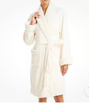 Hudson Park Faux Sherpa Robe Size S/M MSRP Ivory $180.00 New With Tags