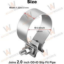 1pc 2" Narrow Band Exhaust Clamp Stainless Steel for Pipes