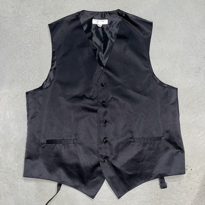 Men s Vesuvio Napoli Italy Black Formal Vest Wedding Prom Size L