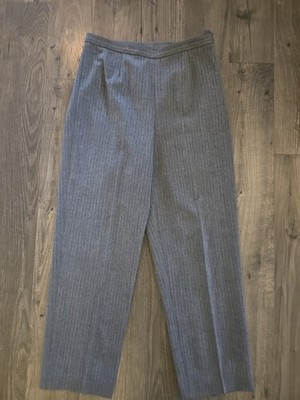 RAFAELLA Dress Pants Womans Size 10 Gray Stripe Pleated Side-Zip Slacks