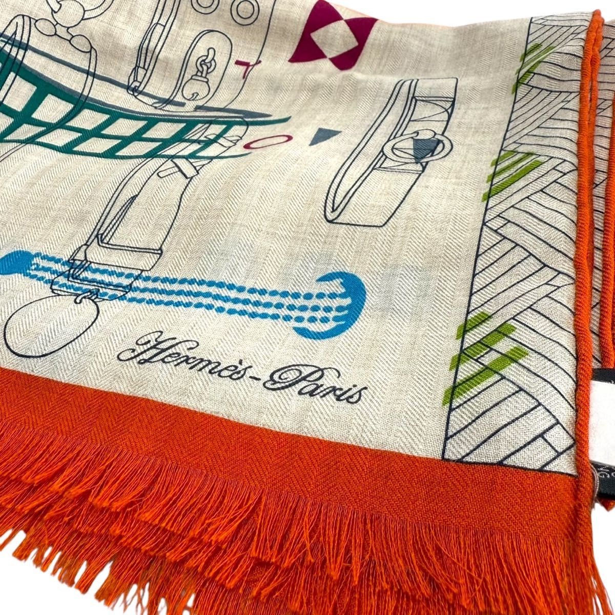 HERMES Rectangular Silk Cashmere Scarf Multicolor… - image 2