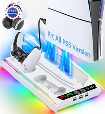 PS5 Cooling Station with Quiet Fan and Fast Controller Charger Rysker Disc Incl.