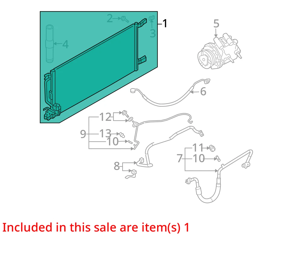 Buick Terraza 2006 2007 condensador de aire acondicionado 144 k OEM Foto 4 de 4