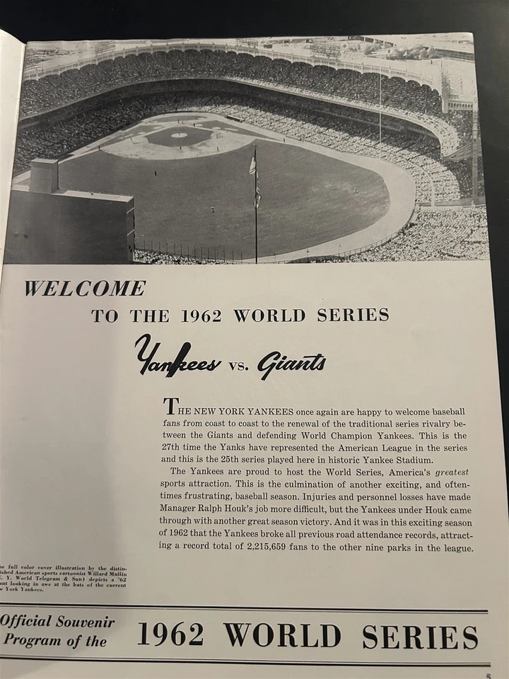 1962 NEW YORK Yankees SAN FRANCISCO Giants WORLD SERIES Prog MANTLE Willie MAYS  - Image 2 of 4
