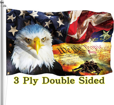 American Bald Eagle Flag 3X5 Ft 3Ply Double Sided We the People 1776 Flag for 4T