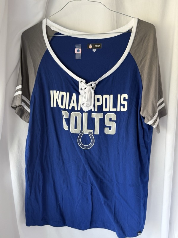 Women's Indianapolis Colts NFL Apparel Royal Raglan Lace-Up T-Shirt
