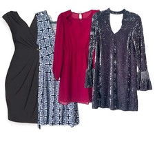 Lot of 4 Women's Midi Classy Dresses Aqua BR Forever 21 Work Party Velvet XS