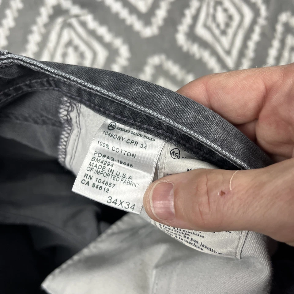 AG Adriano Goldschmied The Protege Jeans Men's 34x34(31") Gray StraightMade USA - Image 4 of 4