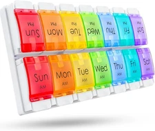 Large Weekly Pill Organizer 2 Times a Day, ZOESURE 7-Day Clearly Mark AM PM Dail