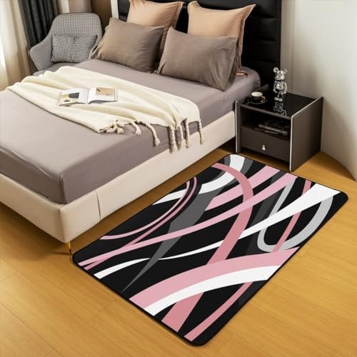 Pink Black Grey White Living Room Rugs for Girls Kids Area 5' x 6'6" Multi 17 - Picture 6 of 8
