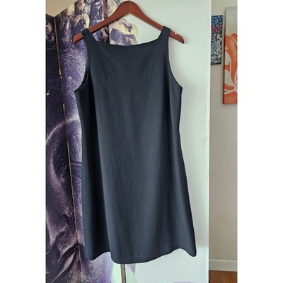 Studio JPR Womens Black Sleeveless Boat Neck Shift Dress LBD Classic Workwear L