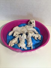 Vintage 1994s Puppy In My Pocket Poodle Blanche W/ Puppies Family