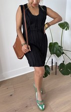 My Tribe Whimsigoth Boho Pleated Detail Sleeveless Little Black Dress Tunic Sz S