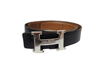 HERMES Constance Reversible Belt with Brushed Palladium Buckle 95